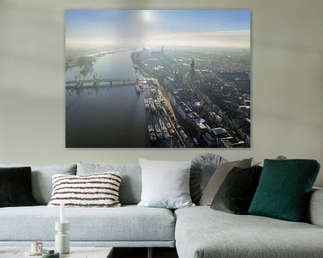 Vue de la ville de Kampen sur la rivière IJssel par un froid hivernal sunrisenris sur Sjoerd van der Wal Photographie