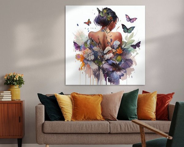 Illustration Watercolor Butterfly Woman Body #3