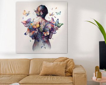 Watercolor Butterfly Woman Body #1 by Chromatic Fusion Studio