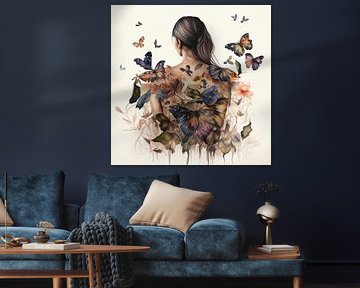 Aquarell Schmetterling Frau Körper #4
