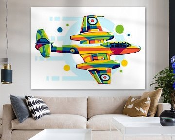 Gloster Meteor in Pop Art stijl van Lintang Wicaksono