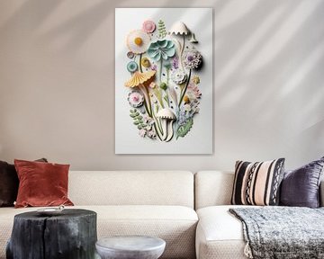 Paddenstoelen en bloemen collage | Art 2 van Digitale Schilderijen