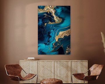 Marmor gold blau schwarz 1 von Digitale Schilderijen