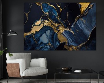 Marmor gold blau schwarz 2 von Digitale Schilderijen