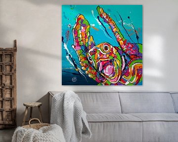 Cheering turtle by Happy Paintings