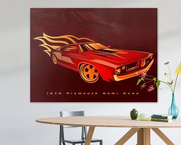 Plymouth Hemi Cuda classic car from 1970 by DEN Vector