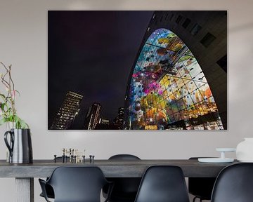 Rotterdam by night: colourful image of iconic Market Hall by Chihong