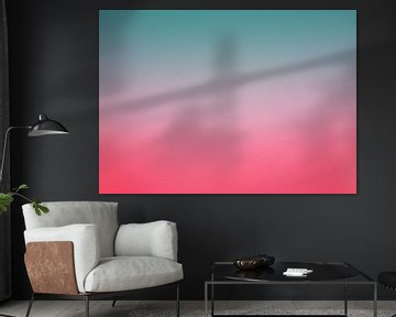 Kleurverloop in roze en blauw, modern abstract van Studio Allee