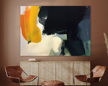 Peinture abstraite moderne "warm glow" (lueur chaude) sur Studio Allee