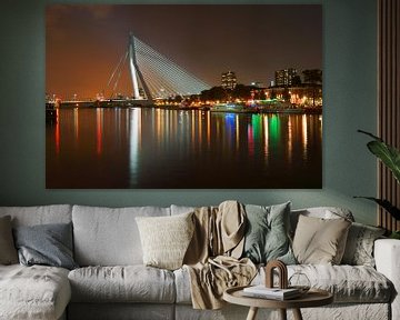 Rotterdam bij nacht van Michel van Kooten