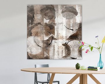 Modern abstract shapes and lines in brown, beige and white. by Dina Dankers