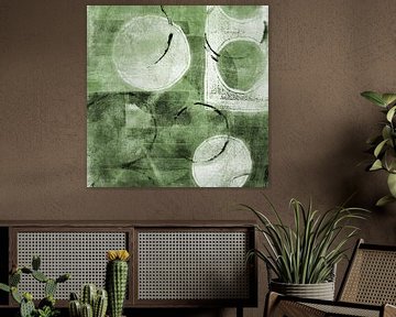 Moderne abstracte organische vormen en lijnen in groene kleuren van Dina Dankers