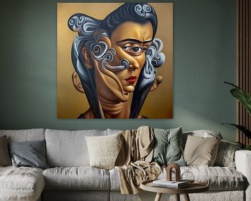 Portret van een Spaanse vrouw, stijl Dali, surrealisme van Jan Bechtum