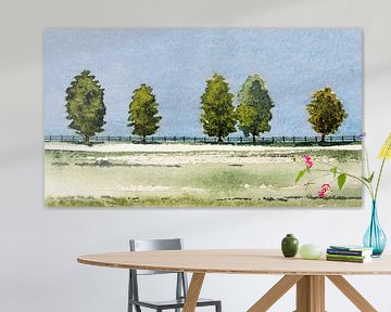 Die niederländische Landschaft | Aquarellgemälde von WatercolorWall