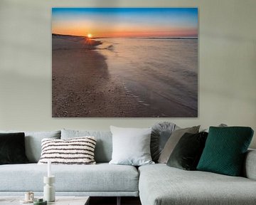 sunset on the beach of Oost Vlieland, sunset at the bea by Hillebrand Breuker