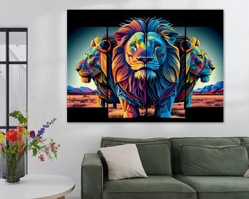 Painting Lion - Animals Painting - Colourful by AiArtLand