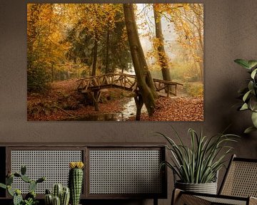 Bridge over water in the forest in autumn by KB Design & Photography (Karen Brouwer)