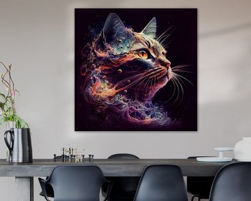 Katze moderne abstrakte digitale Malerei. von AVC Photo Studio