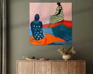 Kleurrijk abstract schilderij "Friends" van Studio Allee
