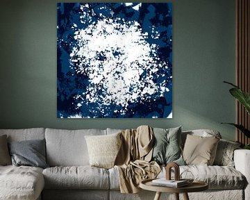 Abstracte marine blauwe minimalistische kunst. Maritiem landschap III van Dina Dankers