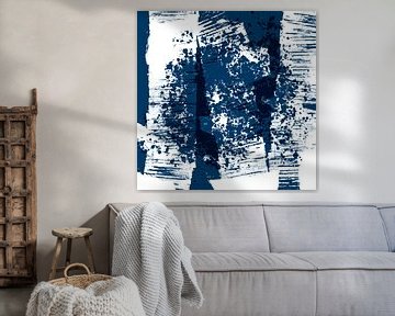 Abstracte marine blauwe minimalistische kunst. Maritiem landschap VII van Dina Dankers