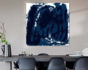 Abstracte marine blauwe minimalistische kunst. Maritiem landschap IX van Dina Dankers