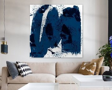 Abstracte marine blauwe minimalistische kunst. Maritiem landschap X van Dina Dankers