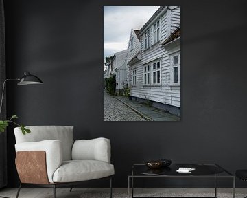 Witte huizen in de oude stad Stavanger van Anja B. Schäfer