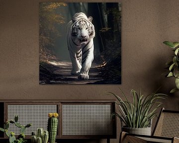 Witte tijger in het bos van Harvey Hicks