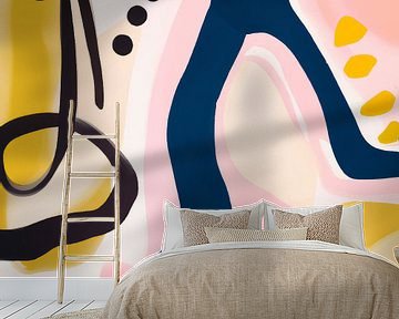 Abstracte moderne vormen en lijnen in pastelkleuren van Studio Allee