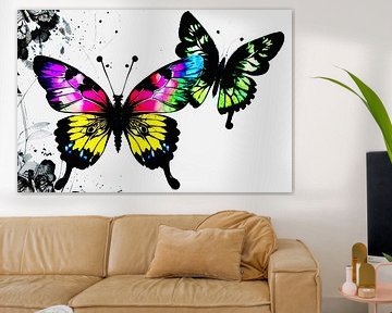 Deux papillons multicolores sur ButterflyPix