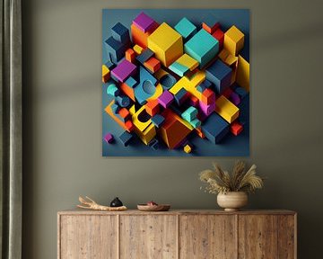 Kleurrijke blokken in 3D van Harvey Hicks