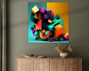 3D abstracte blokken van Harvey Hicks