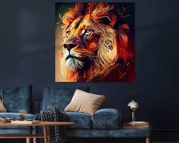 Abstract lion digital by Harvey Hicks