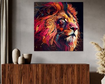 Portrait d'un lion abstrait sur Harvey Hicks