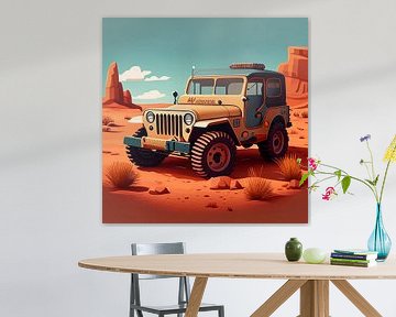 Jeep in the desert by Harvey Hicks