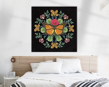 Vlinder mandala i zwart, Wild Apple Portfolio van Wild Apple