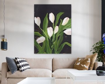 Witte tulpen op zwart, Pamela Munger van Wild Apple