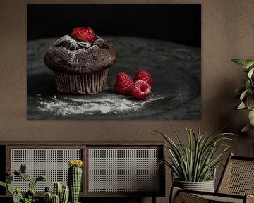 cupcake au chocolat avec framboises sur Margit Houtman