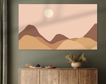 Retro sunset in warm beige colours by Mad Dog Art