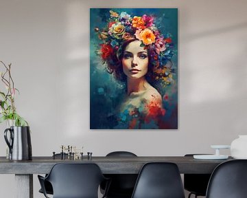 Painting Woman with Flowers | Abstract Art | by AiArtLand