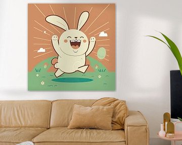 Cheerful rabbit in cartoon style by Harvey Hicks