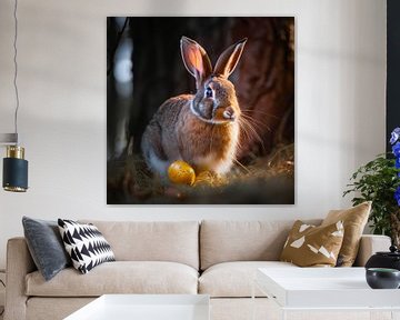 Osterhase im goldenen Licht von Vlindertuin Art