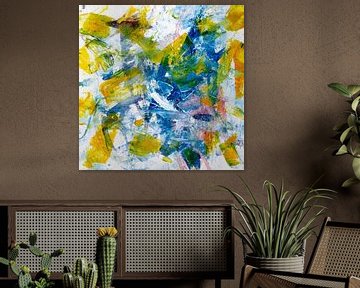 Yellow Blue | Modern Abstract by WatercolorWall
