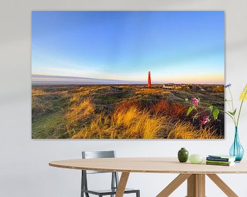 Schiermonnikoog vue panoramique dans les dunes avec le phare sur Sjoerd van der Wal Photographie