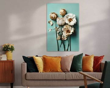 Dry Flowers On Turquoise Background von Treechild