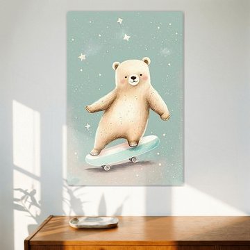 Bär auf einem Skateboard Kinderzimmer