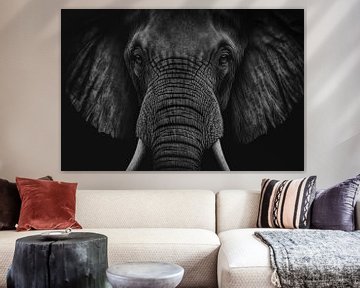 Portret van een olifant in zwart wit van Digitale Schilderijen