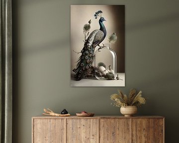 Still life with and peacock by Digitale Schilderijen