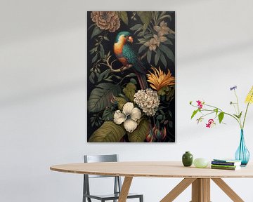 Een vogel in de jungle van Digitale Schilderijen